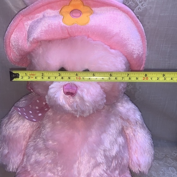 24" Pink Easter bunny Anico Int'l Inc stiff ears hat yellow flower - Picture 4 of 9